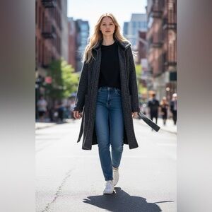 Classiques Entier Charcoal Knit with Faux Fur Trim SO5082